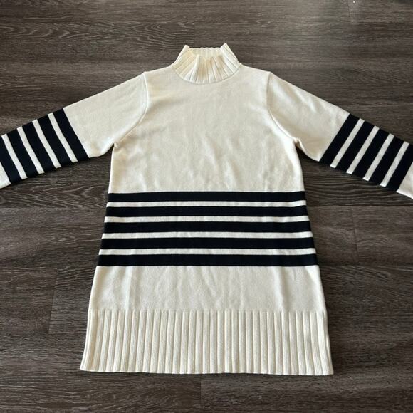 NWT Line & Dot Abbey Sweater Dress Ivory Black Stripe Turtleneck Knit Large - Picture 15 of 16